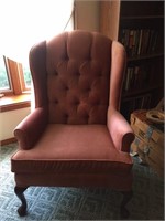 Two Matching Mauve Wingback Chairs
