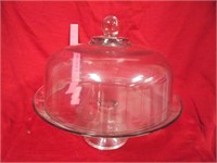 Glass covered cake plate