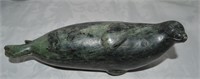 Inuit Soapstone Carving 8" l Seal (Green)
