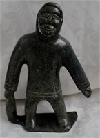 Inuit Soapstone Carving Man With Fish