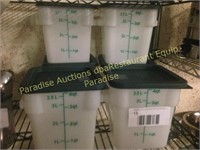 SIX 4 qt white container with green lid complete