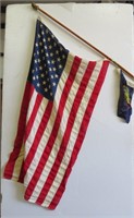 Vintage American Flag w/50 Stars & Pole.......