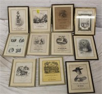 12pc Framed Music Sheets Lithos 19h Century