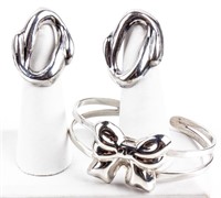 Jewelry Sterling Silver Bow Bracelet & Earrings