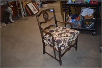 Antique Carved Walnut Armchair with Arrow Design