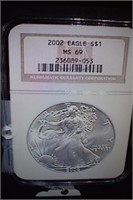 2002 $1 Silver Eagle MS 69