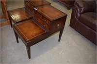 End Table w/ Leather Inserts -