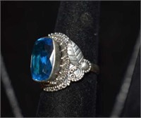 Sterling Silver Ring w/ Blue Tourmaline Size 7.5