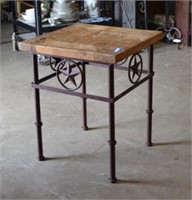 Side Table w/ Wooden Top and Metal Base w/