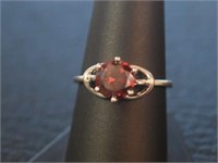 Size 9 Sterling Silver Ring w/ Red Stone