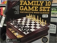 Family 10 Game Set in Wooden Cabinet