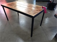 Wood Topped Metal Frame Table