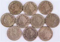 Coin  10 1883 Liberty Nickels Almost Uncirculated