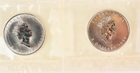 Coin 2 Silver Canada Maple Leaf $5