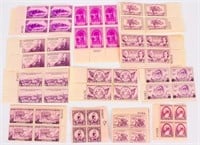 Stamps U.S Three Cent Plate Blocks 12 Pieces