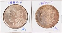 Coin 2 Morgan Silver Dollars 1884-P, 1884-O