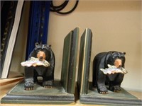 SET OF BOOKENDS-BLACK BEAR WITH FISH