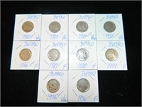 10 Buffalo Nickels