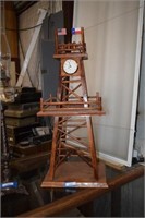Hand Made Wood Oil Rig Clock with American and