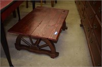 Rustic Coffee Table w/ Wagon Wheel Motif