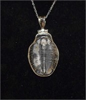 Fossilized Trilobite in Sterling Silver Setting w