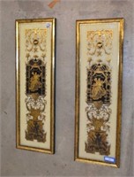 Two French Style Gold Foiled Wall Art Pieces