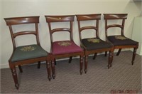 4 mahogany side chairs with tapestry seats