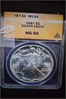 1987 $1 Silver Eagle MS 66
