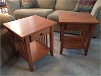 Two Wooden Matching End Tables
