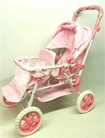 Pink Gingham Doll Stroller
