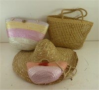 Wicker bags and hat