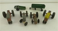 3 Metal Tractors - Hubley, Tootsie Toy & 1 Other