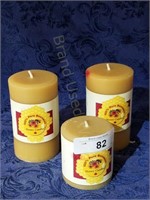 Lot of 3 100% Pure Beeswax Honey Candles