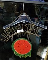 Lot of 2 Hanging Welcome Signs. Watermelon design