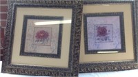 Pair of 26"x26" framed floral artwork
