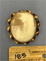 2" cameo pin in a gold colored setting  (k 15)