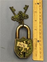 3.5" oriental style padlock with keys      (11)