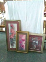 3 framed floral artwork pieces