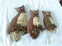 3 pc Owl Cast iron owl decor