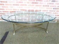 Glass top coffee table with metal base 50"x28"