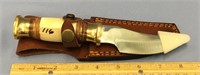 8.5" knife with brass, bone, and wood hilt - steel