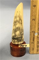 3.5" whale's tooth scrimmed with sailing vessel mo
