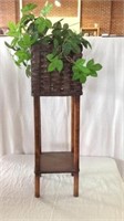 31"x9" wooden wicker plant stand