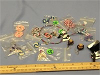 Large lot of beaded earrings and one pair of grass