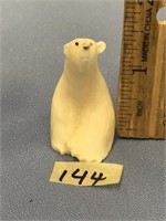 2" polar bear carving  - a fight took the poor guy