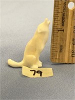 1 3/4" white ivory carving of wolf howling,  (g 22
