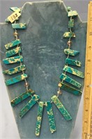 20" chunk turquoise and crystal bead necklace