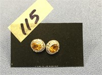 Sterling silver and citrine post earrings        (
