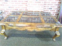 Wood coffee table with 6 glass piece top 4'x35"