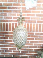 Vintage glass ceiling light with chain - very